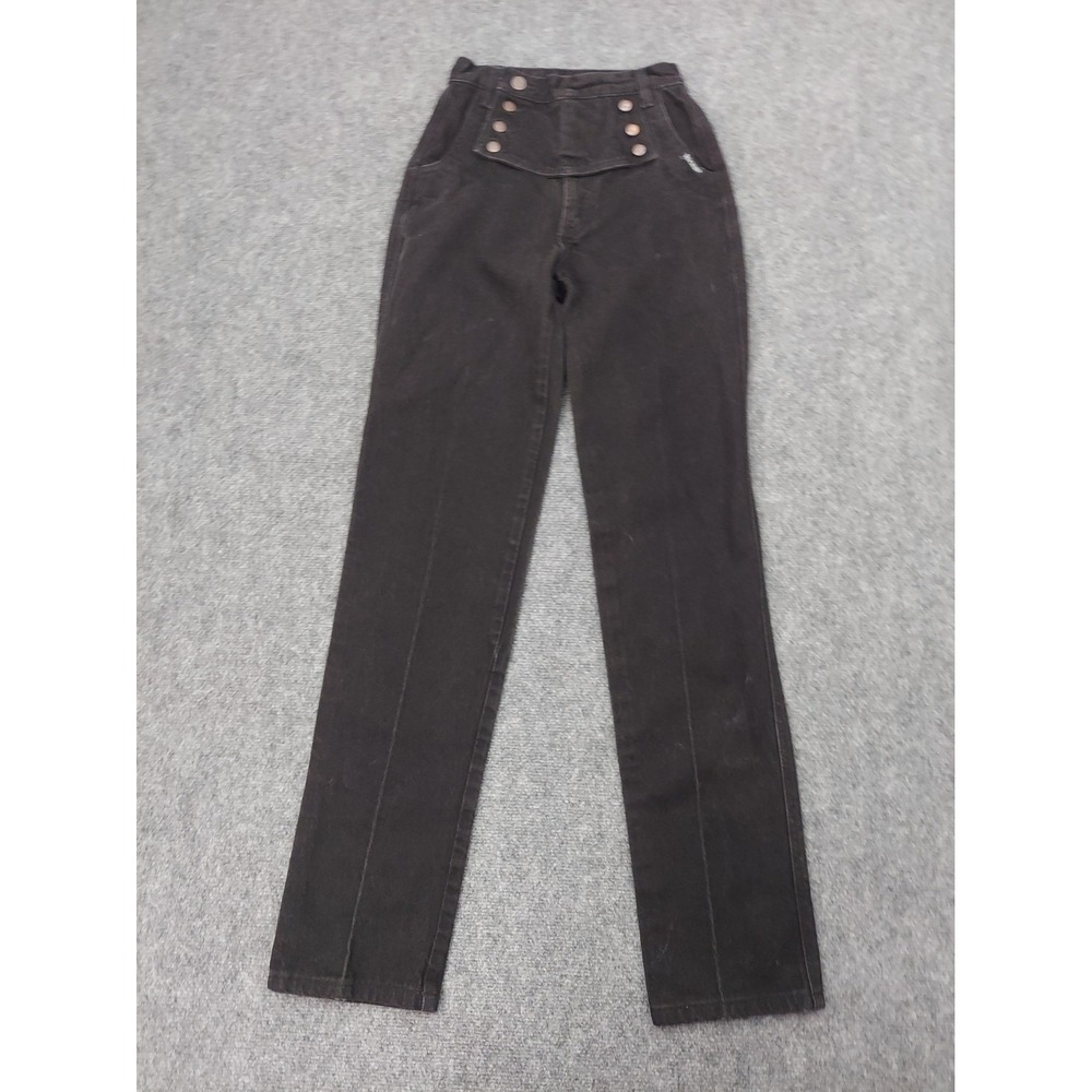 ROCKIES Mountain Jeans Womens 25x36 Black Vtg Western Rodeo Bareback Cowboy